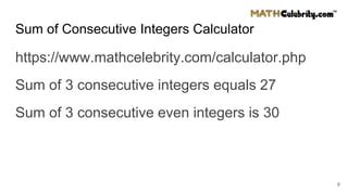 sum of consecutive integers calculator|Effortlessly Calculate Consecutive Integers with Our Consecutive .